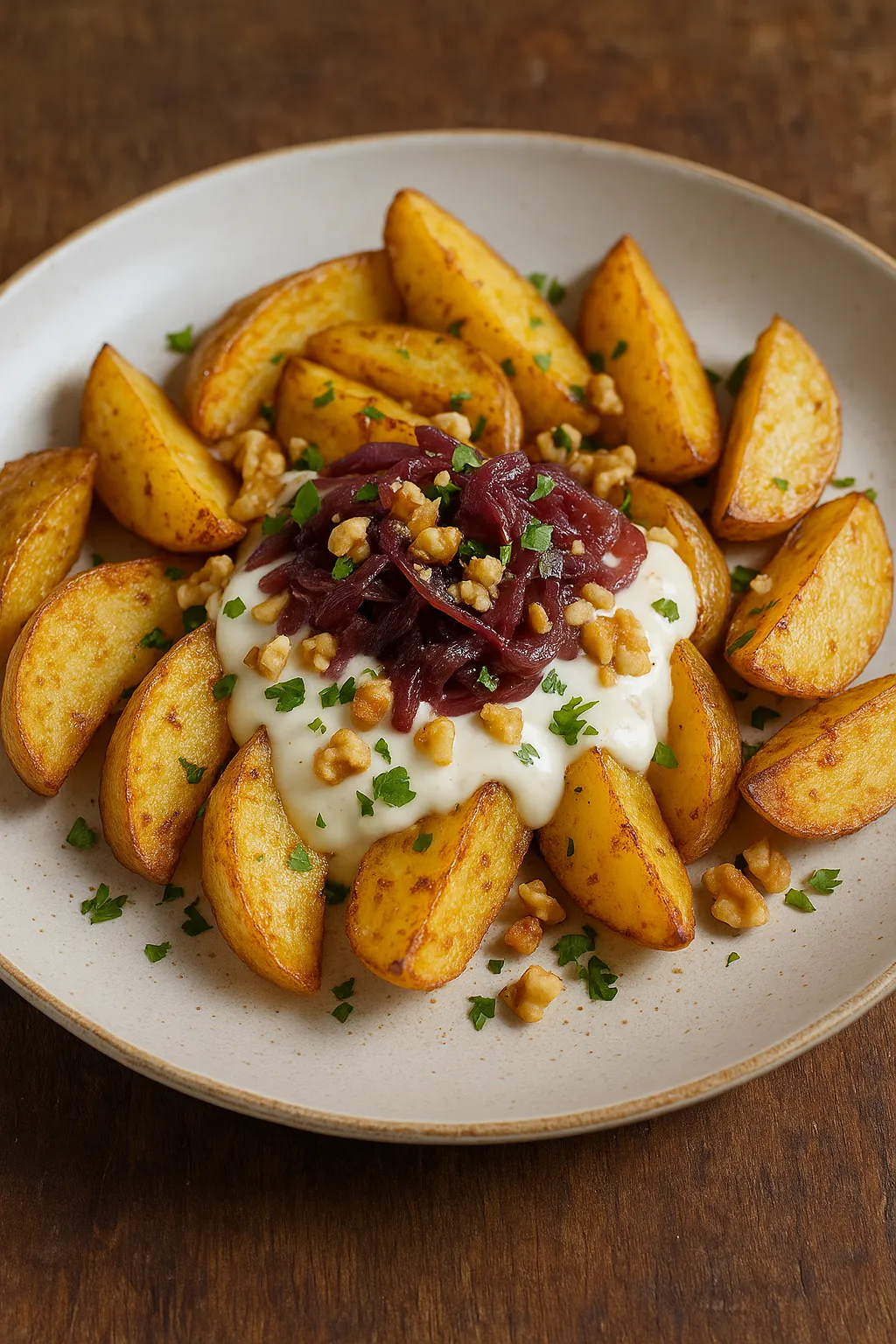 receta de patatas gajo con salsa de queso