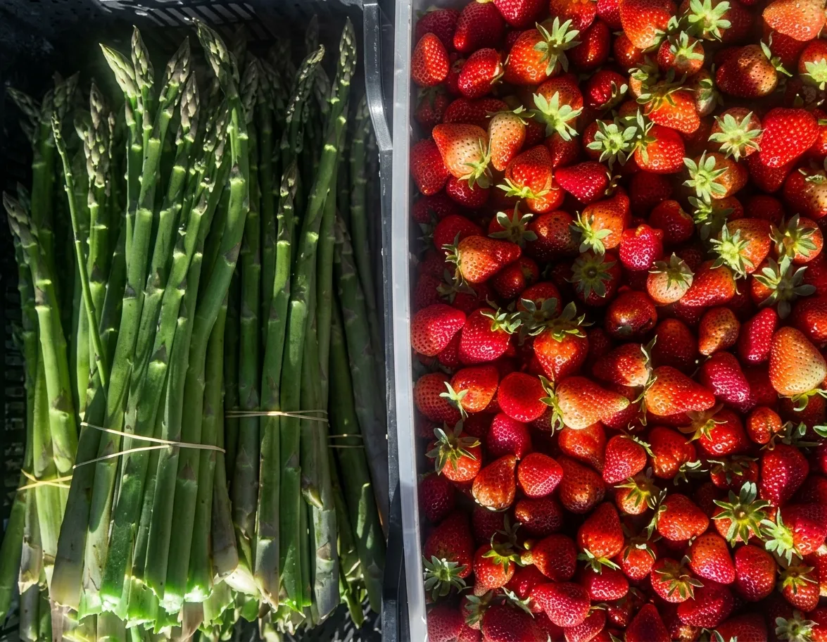 Espárragos y fresas de Catorcectáreas, producto ecológico, Avila
